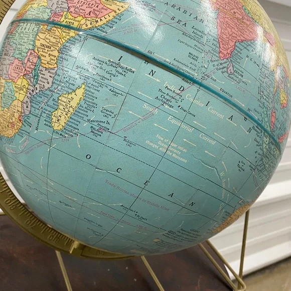 Vtg Crams Imperial 12 Inch World Globe Aviation Routes Metal Base USSR 1960’s